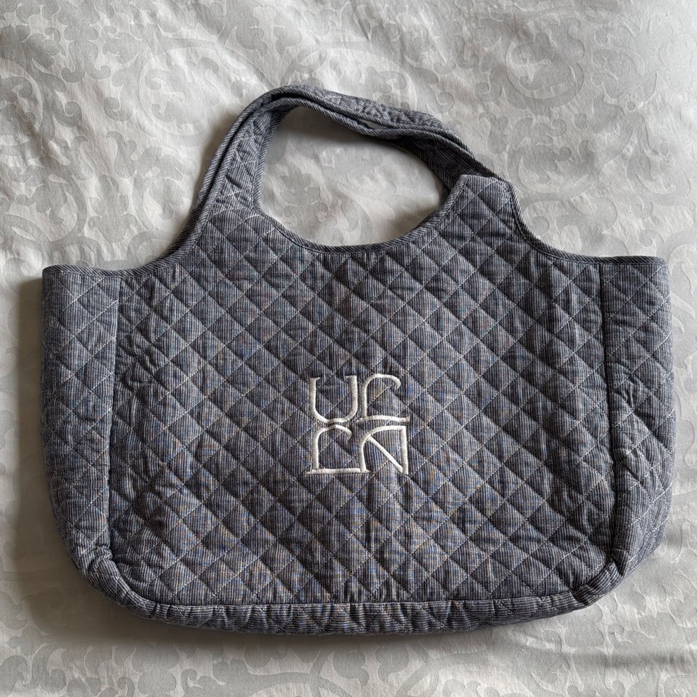 NWT Ulla Johnson Kamari Tote Azul Stripe Quilted Gray Blue Tote Bag